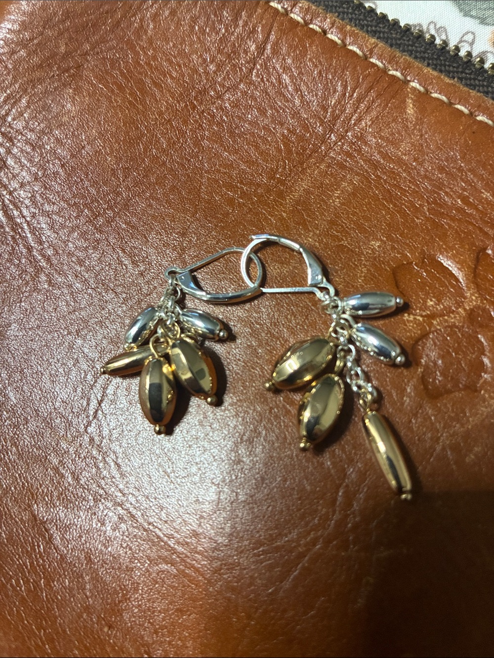 Silver and Gold Dangle Teardrop Earrings - Two-Tone Women's Jewelry
